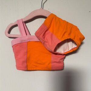 Hanna Andersson Pink and Orange Colorblock bikini 2T